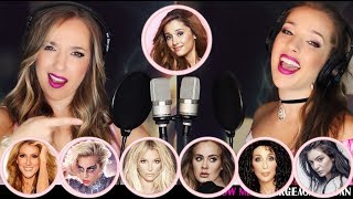 1 GIRL 17 VOICES SINGING IMPRESSIONS Ariana Grande Celine Dion Adele Lorde Britney THE MIDDLE [upl. by Aisyle]