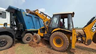 New TATA Signa 3530 12 WHEELER Tipper Bs6 First Time Loading Mud in 2 JCB 3DX backhoe [upl. by Mersey]