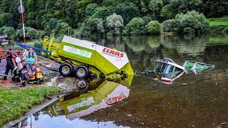 TRAKTOR amp BALLENPRESSE VERSINKEN IM NECKAR DLRG  FEUERWEHR  Spektakuläre Bergung [upl. by Ierbua]