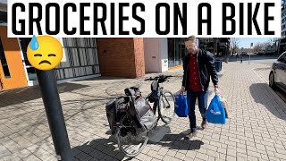 Using a bicycle to carry a weeks worth of groceries in four different ways [upl. by Enella945]