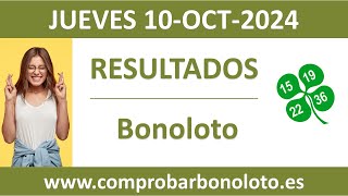 Resultado del sorteo Bonoloto del jueves 10 de octubre de 2024 [upl. by Ossy]