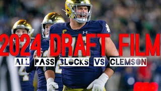 2024 Draft Joe Alt Vs Clemson All Pass Blocks [upl. by Eanad]