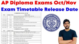 Ap Diploma Exam Timetable Release Date 2024  OctNov 2024 diploma exams  Diploma  Diploma exams [upl. by Adraynek]