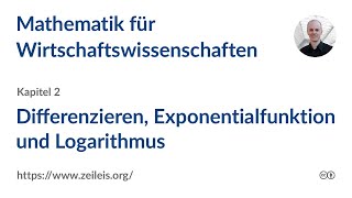 Mathematik für Wirtschaftswissenschaften 2c Differenzieren Exponentialfunktion und Logarithmus [upl. by Joanna185]