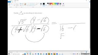 Rationalizing a denominator that has a binomal with a radical by mulitiplying by the conjugate of th [upl. by Ailelc]