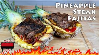 Steak Pineapple 🍍 Fajitas  Blackstone Griddle Recipe  Split Pineapple Boat  Steak Fajitas [upl. by Godding893]