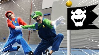 Mario VS Luigi racing Super Mario Bro U Deluxe level  In real life [upl. by Selway]