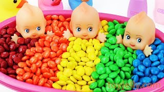 Learn Colors MampMs Chocolate Triple Baby Doll Bath Time and Ice Cream Cones Surprise Toys for Kids [upl. by Asli]