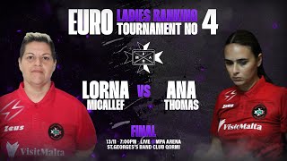 EURO LADIES RANKING TOURNAMENT FINAL  LORNA MICALLEF vs ANA THOMAS [upl. by Ztnarf]