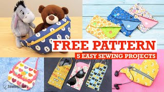 5 Free Patterns for Easy Sewing Projects 🎁 DIY GIFT IDEAS [upl. by Nirred820]