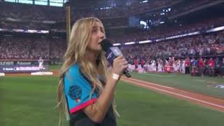 Ingrid Andress sings the worst national anthem ever at the Home Run Derby 2024 [upl. by Jona]