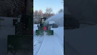 John Deere 3038e Blowing Snow johndeere snowblowing snowblower snow plowing [upl. by Sivet]