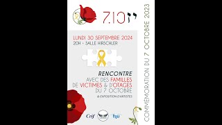 Commémoration du 7 octobre 2023  Rencontre du 30092024 – Consistoire Israélite du BasRhin [upl. by Gurolinick82]