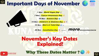 Important Days in November2024National amp International Days [upl. by Nylhtiak]