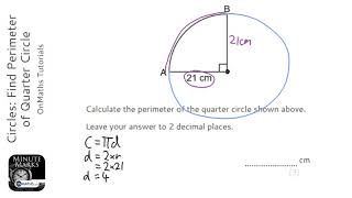 Circles Find Perimeter of Quarter Circle Grade 4  OnMaths GCSE Maths Revision [upl. by Cook]