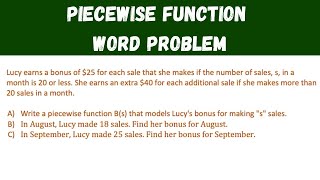 Piecewise Function word problem  Algebra [upl. by Aicrop]