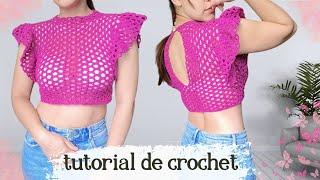 ✨Top con Mangas a Crochet paso a paso 💜Tutoriales en Tendencia de crochet 🧶 [upl. by Terencio520]