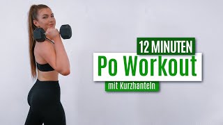 12 MIN BOOTY Workout für einen größeren Po  mit Kurzhanteln  GET ACTIVE Tag 22 [upl. by Noda]