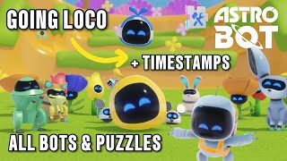 Astro Bot PS5  Going Loco  All Bots amp Puzzles with timestamps [upl. by Amena339]