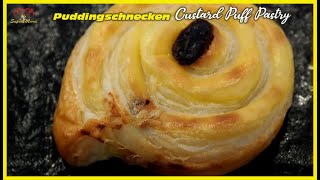 Puddingschnecken mit Blätterteig  Custard Roll Puff Pastry [upl. by Elaen233]