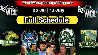 world championship of legends cricket 2024 schedule  WCL Schedule 2024 [upl. by Neala]