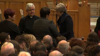 Politicians arrive at funeral for slain journalist in NIreland [upl. by Ciredec]