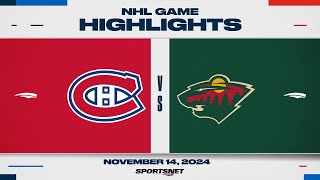 NHL Highlights  Wild vs Canadiens  November 14 2024 [upl. by Neraa]