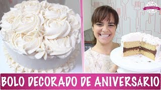 BOLO DECORADO DE CHANTILLY COM ROSAS  375  Receitas da Mussinha [upl. by Nani399]