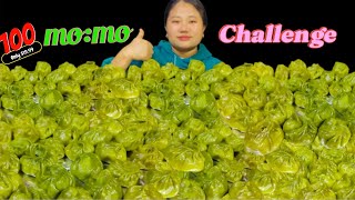 100 Green Pork MOMO Challenge Gone Wrong ❌ Mukbang Challenge [upl. by Arednaxela]