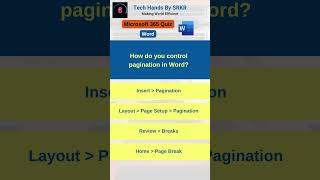 How do you control pagination in Word WordTraining WordQuiz Microsoft365 MSWordQuiz OfficeTips [upl. by Eibrik]