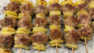 SPIEDINI DI POLPETTE E PATATE di Betty e Marco  Ricetta facile e veloce  SUB ENG [upl. by Blossom468]