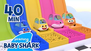 Baby Shark Toy Cars are Jumping on the Slide  Compilation  Best Color Songs  Baby Shark Official [upl. by Hen]