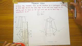 Problem 5 How to draw Isometric view of Frustum of Pentagonal Pyramid English [upl. by Cardew]