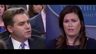 Sarah Sanders and Jim Acosta clash over lie in heated press briefing [upl. by Nosnarb]