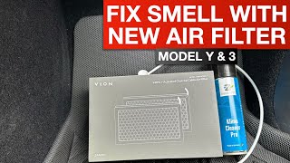 Tesla Model Y amp 3  Replace Air Filter to Fix Musk in Your Tesla [upl. by Orlene]