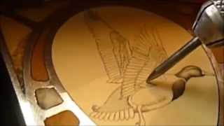 Scrimshaw by Adams  Mallard Demonstration on a Bolo Tie [upl. by Rica480]