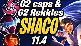 PLAYING AGAINST G2 CAPS WITH AD SHACO ft G2 Rekkles  Shaco to Challenger [upl. by Nudnarb]