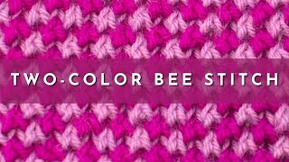 How to Knit the 2 Color Bee Stitch  Knitting Stitch Pattern  English Style [upl. by Isabel]