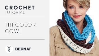 Crochet Tri Color Cowl Tutorial [upl. by Anaujik]