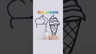 How to Draw Two Fruit Ice Cream Cones in 60 Seconds 🍦🍓 Shorts  Rainbow Art [upl. by Annirac5]