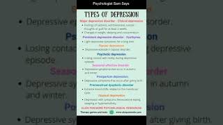 Psychologist Sam Says  Types of Depression [upl. by Mcquillin152]