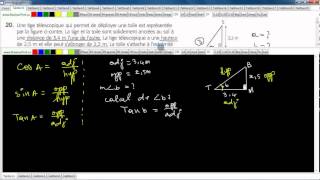 Secondaire 4 SN Québec Trigonométrie le triangle rectangle résolution de problème exercice 20 [upl. by Ennylcaj]