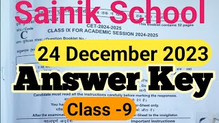 Sainik school class 9 answer key  Class 9 Sainik School 24 December 2023 answer key [upl. by Alhahs]