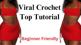 Viral Crochet Crop Top Tutorial  Beginner Friendly DIY  Easy Crochet Pattern [upl. by Paapanen]