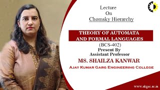 CHOMSKY HIERARCHY  THEORY OF AUTOMATA AND FORMAL LANGUAGES  LECTURE 02 BY MS SHAILZA KANWAR [upl. by Austin]