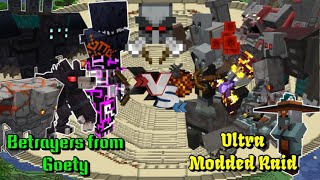 Betrayers from Goety VS Ultra Modded Raid  Minecraft Mobs Battle [upl. by Kamp619]