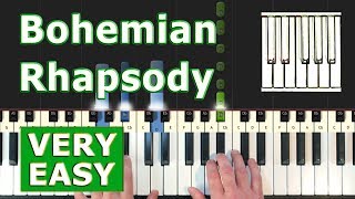 Queen  Bohemian Rhapsody  VERY EASY Piano Tutorial Synthesia [upl. by Merle190]