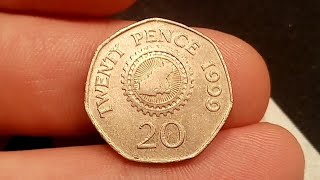 Bailwick of Guernsey 1999 20 Twenty Pence Coin VALUE  REVIEW [upl. by Esined]