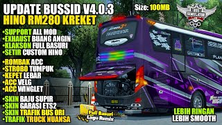 OBB BUSSID TERBARU V403 SOUND HINO RM280 KREKET  GRAFIK HD  NEW ROMBAK ACC [upl. by Eitsrik]