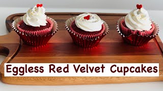 Bakery Style Eggless Red Velvet Cupcakes Recipe Red Velvet Cupcakes  Eggless Cupcake Recipe [upl. by Romilly]